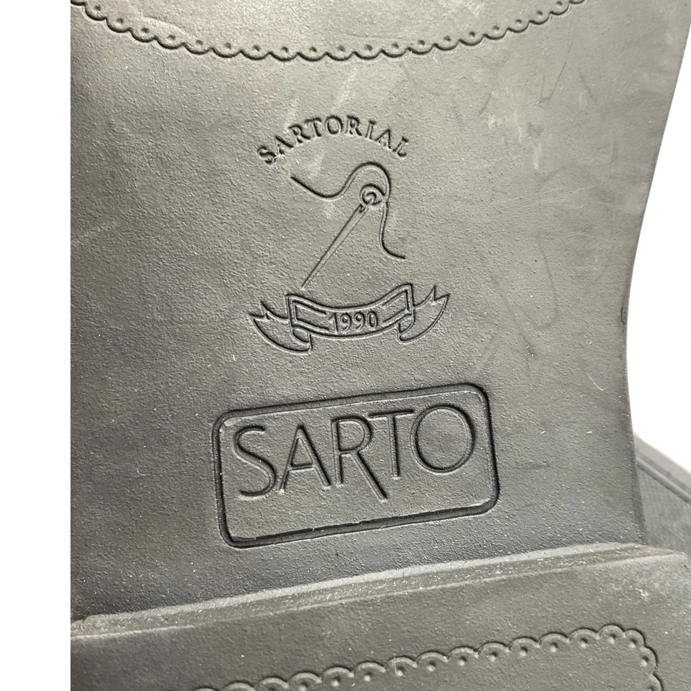 Sarto Womens Black Leather Over The Knee Square Toe Moto Buckle Boots 6M